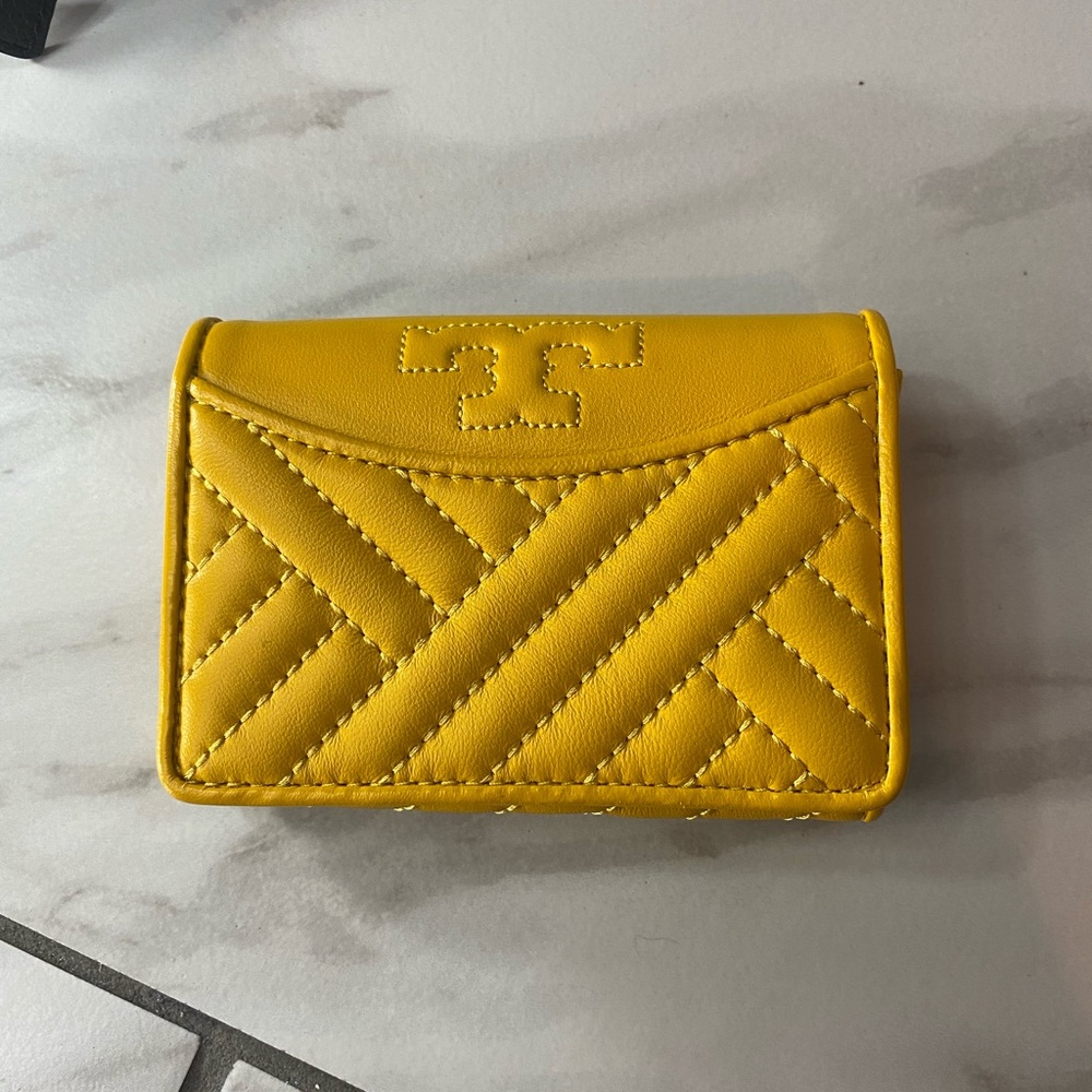 New Tory Burch Mini Yellow Wallet